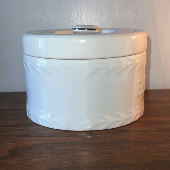 Butter Crock Dish Decor White Canister Kitchen Food Storage House of Webster - Picture 7 of 8